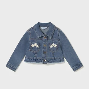 Denimjakke med rysjer