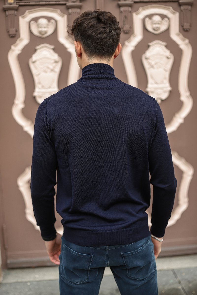 Bernie Merino 1/2 Zip, Mørk blå - Image 6