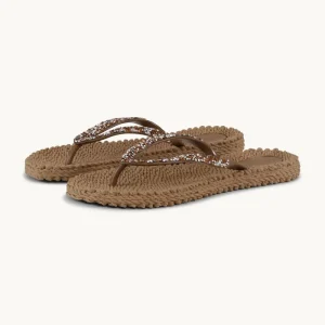 Flip Flops With Rhinestones - Mocca