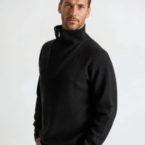 Herre kashmirgenser "Frost zip" - Sort