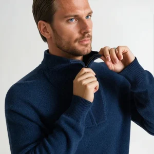 Herre kashmirgenser "Frost zip" - mountain blue