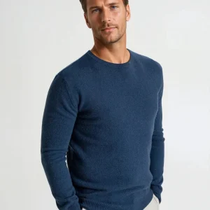Herre kashmirgenser "O-neck" - mountain blue