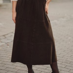 Evelyn Suede Skirt, Dusty Brown
