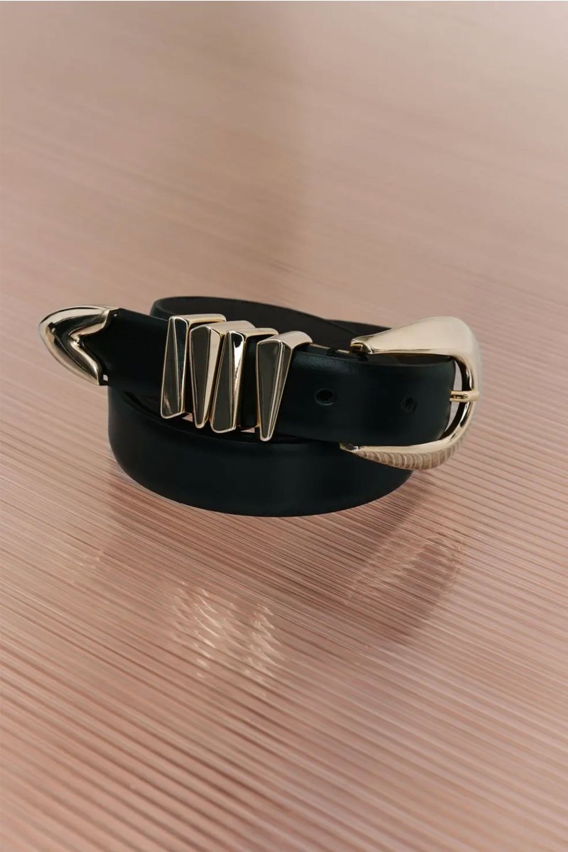Azelia Leather Belt, Black - Image 4
