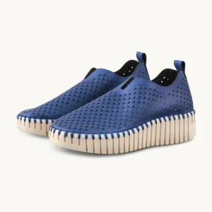 Tulip Slip-On Wedge - Blue Web Pearled Ivory