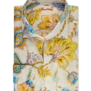 White Patterned Linen Shirt