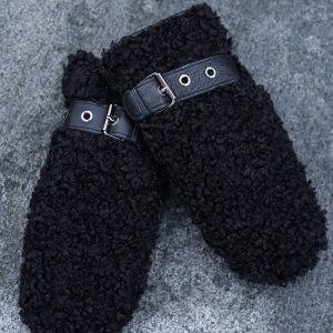 Boucle Mittens, Black