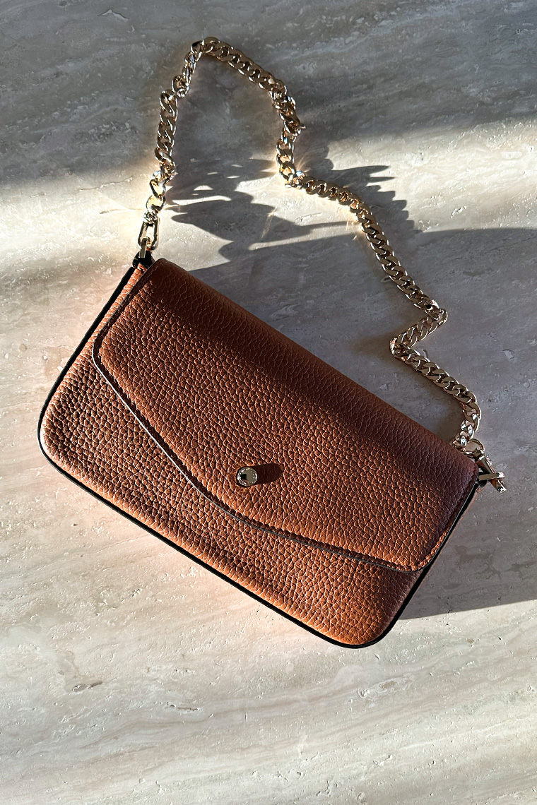 Club Leather Clutch Bag, Camel - Image 3