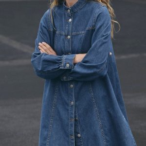 Elena Shirt Dress, Mid Blue Wash