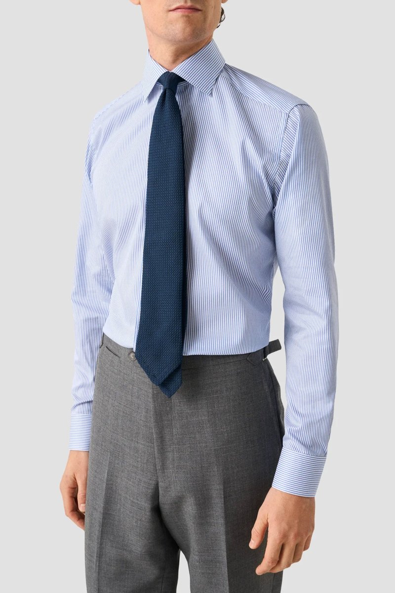 Contemporary Fine Striped Twill Shirt, Blå Stripete - Image 3