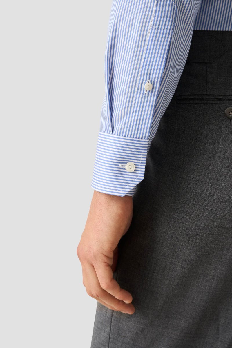 Contemporary Fine Striped Twill Shirt, Blå Stripete - Image 6