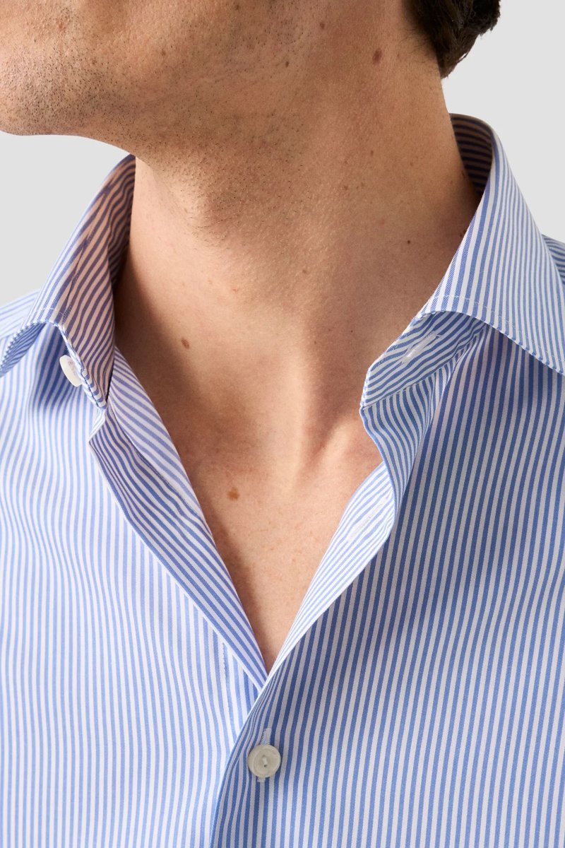 Contemporary Fine Striped Twill Shirt, Blå Stripete - Image 5