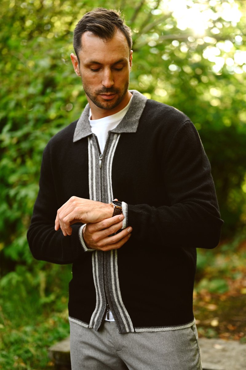 Ford Zip Cardigan, Black - Image 6