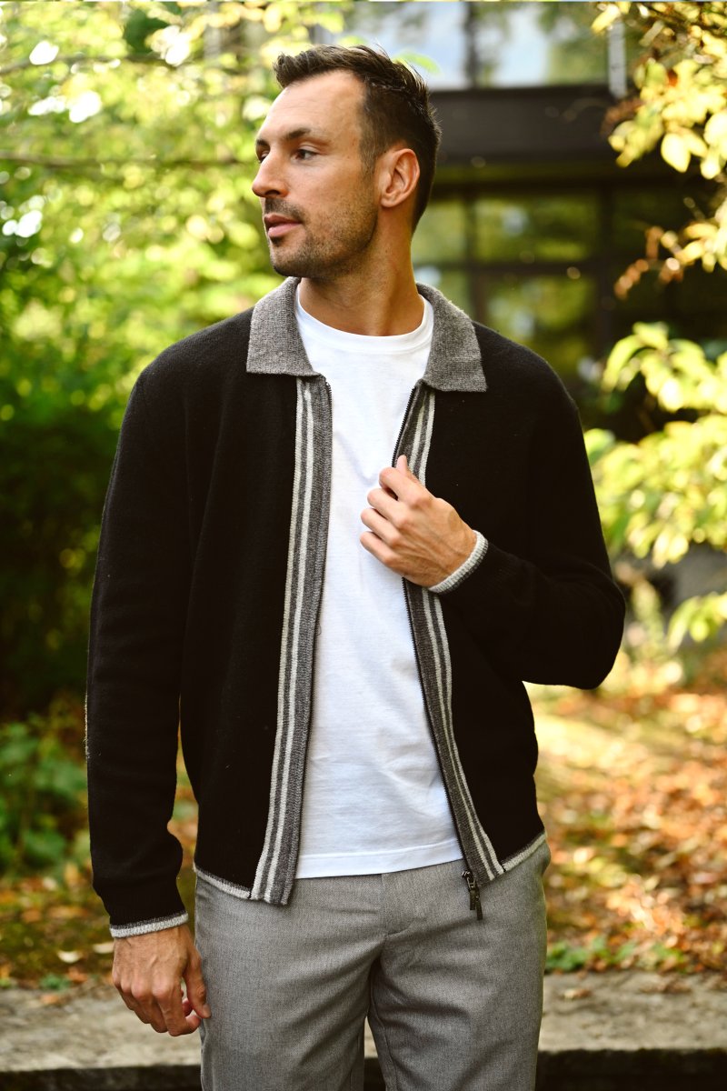 Ford Zip Cardigan, Black - Image 2