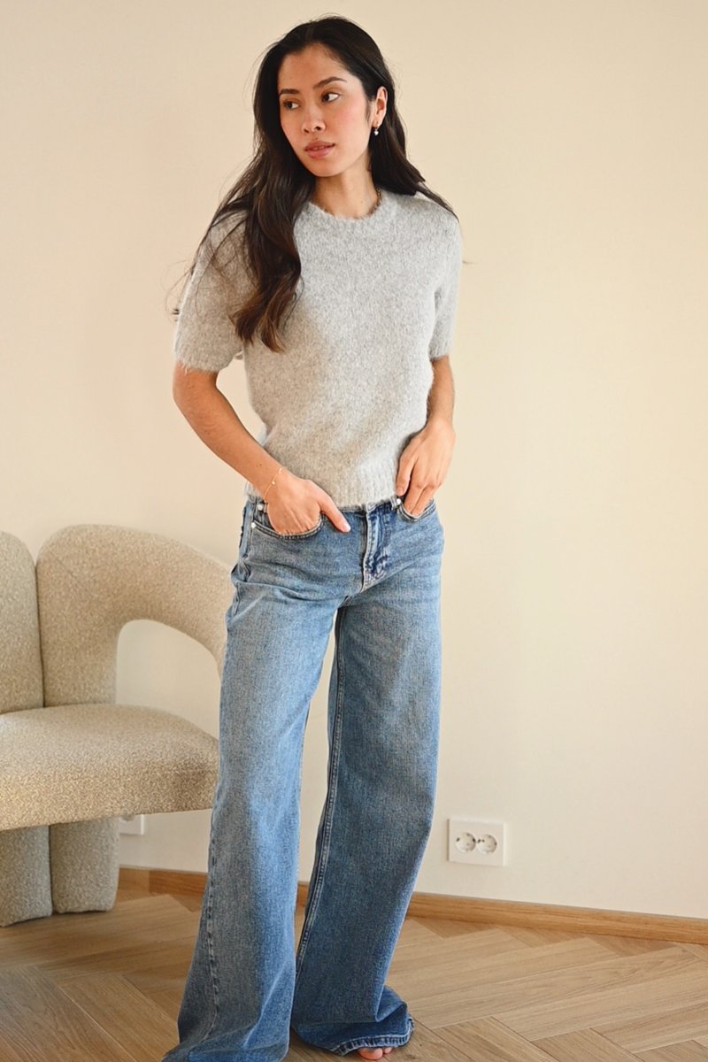 Sajeanne Top 15425, Light Grey Melange - Image 4