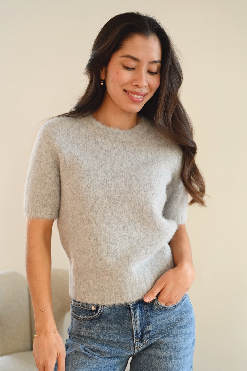 Sajeanne Top 15425, Light Grey Melange - Image 6