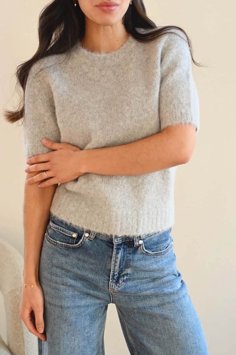 Sajeanne Top 15425, Light Grey Melange - Image 3