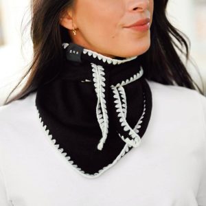 Mina Stiched Merino Scarf, Sort