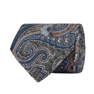 Paisley Silk Tie, Grey Melange