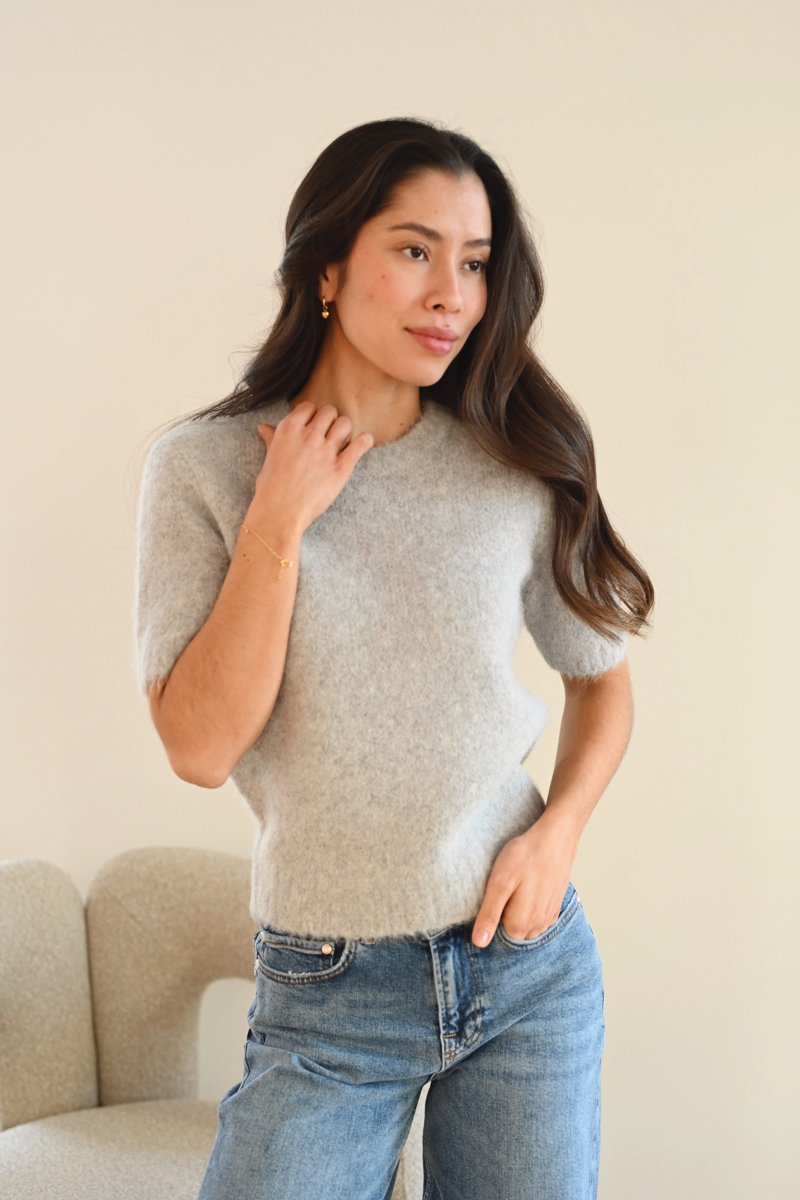Sajeanne Top 15425, Light Grey Melange - Image 2