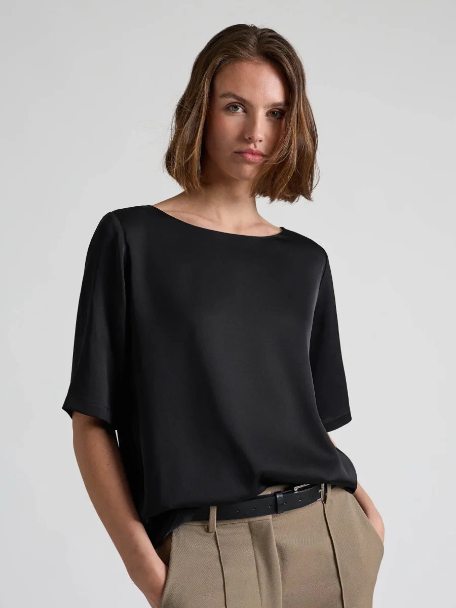 Silkebluse "Viola" - Sort - Image 7