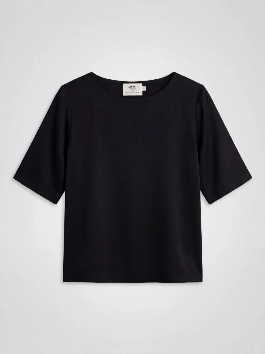 Silkebluse "Viola" - Sort - Image 3