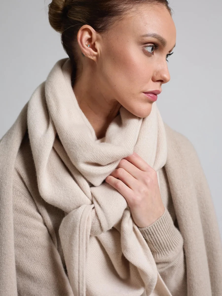 Kashmirskjerf "Triangle" - cream - Image 4